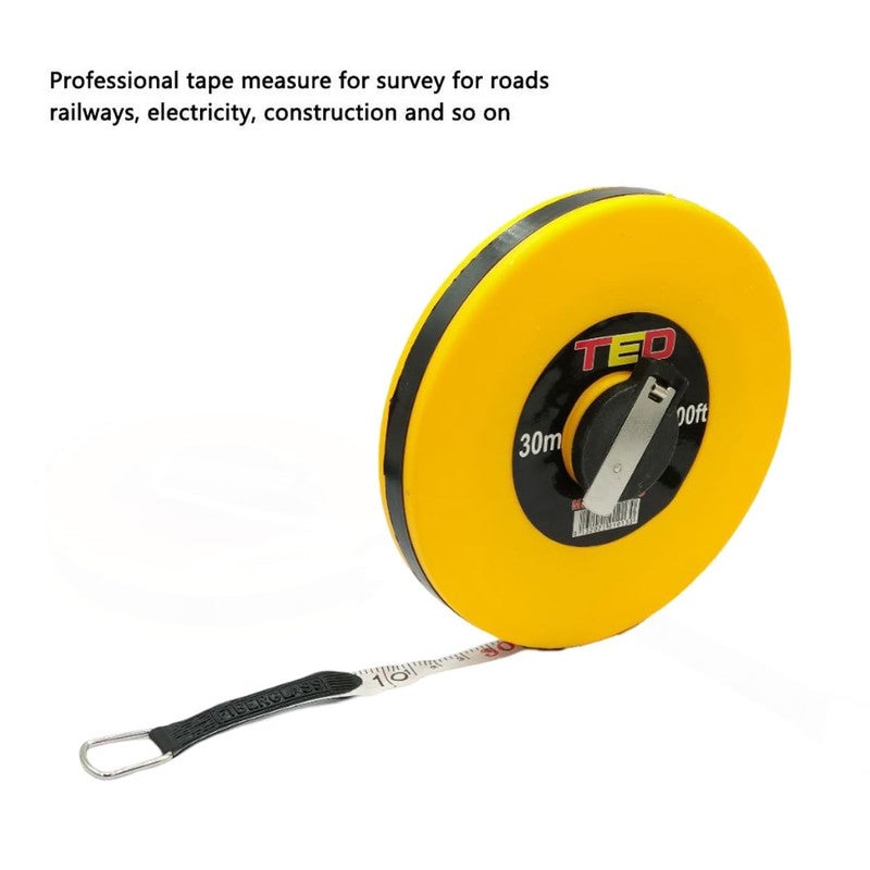 تيد شريط قياس من الألياف الزجاجية من TED مع علبة ABS متينة - شريط قياس يدوي قابل للسحب مع مقياس متري وإمبراطوري، شريط قياس للمسافات الطويلة لأعمال البناء والمسح وتنسيق الحدائق والأعمال الخارجية - Image 3