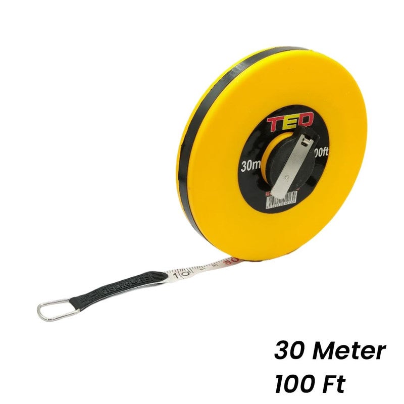 تيد شريط قياس من الألياف الزجاجية من TED مع علبة ABS متينة - شريط قياس يدوي قابل للسحب مع مقياس متري وإمبراطوري، شريط قياس للمسافات الطويلة لأعمال البناء والمسح وتنسيق الحدائق والأعمال الخارجية - Image 2