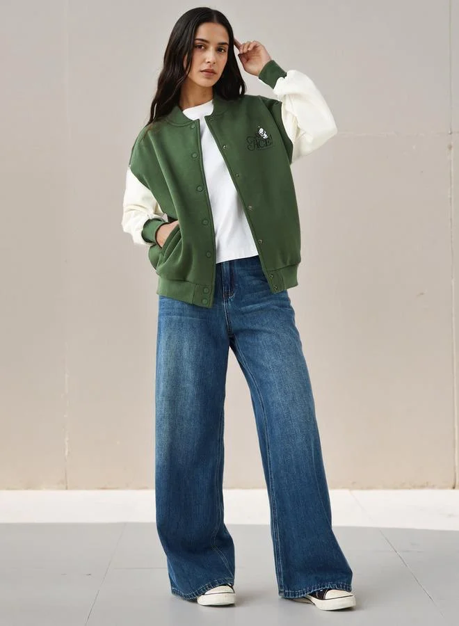 SP Characters Varsity Jacket with Peanuts Print