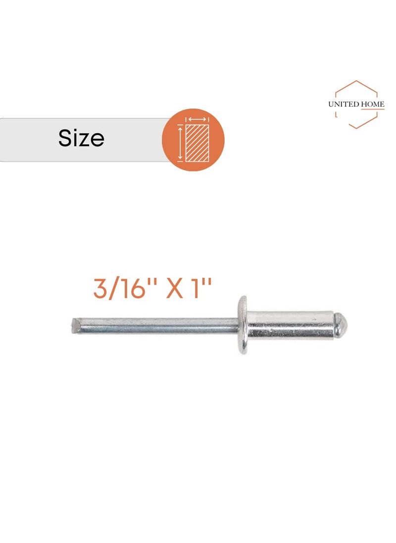 UNITED HOME United Home Aluminium Blind Rivet Metal POP Rivets for Riveting GunRiveter Machine 1000 pieces 316 X 1  - Image 3