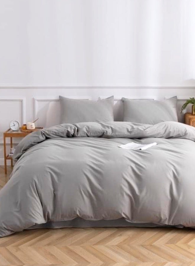 LUNA Home Queen Size 6-Piece Premium Quality Bedding Set in Solid Grey, No Filler Included. - Image 1