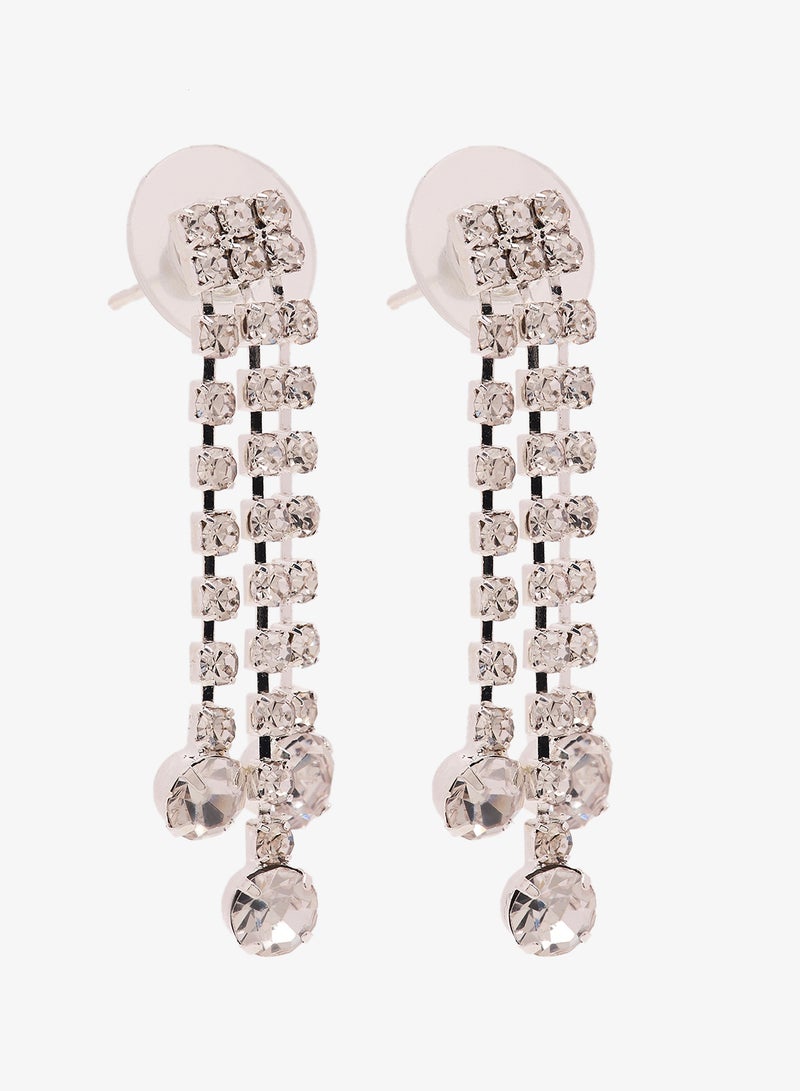 ايلا ليمتد اديشن أقراط فضية متدلية صغيرة بتفاصيل حجر الراين - Image 1