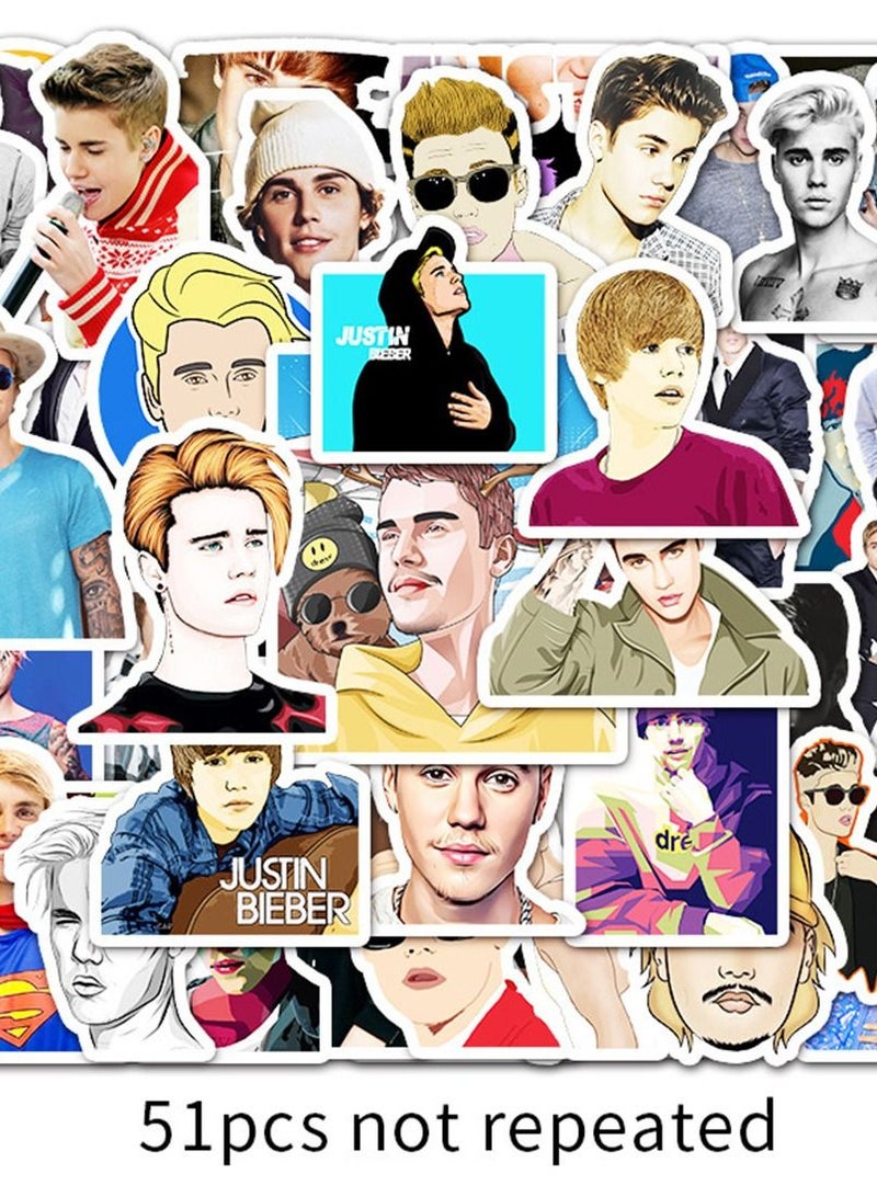 general 50-Piece Justin Bieber Cute Vinyl Waterproof Sticker - Image 2