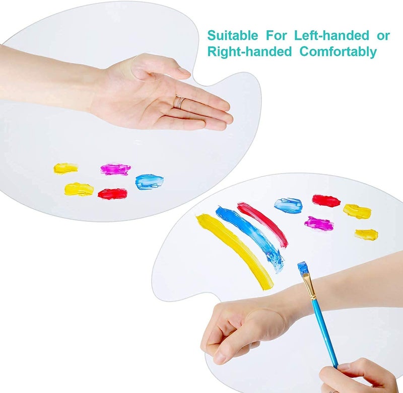 SCHUBERT SCHUBERT Pigment Tray Clear Acrylic Paint Palette Oval Shaped Artist Painting Palette NonStick Oil Paint Palette with Thumb Hole and Protective Brown Paper for DIY Art Craft Painting25x15cms - Image 3