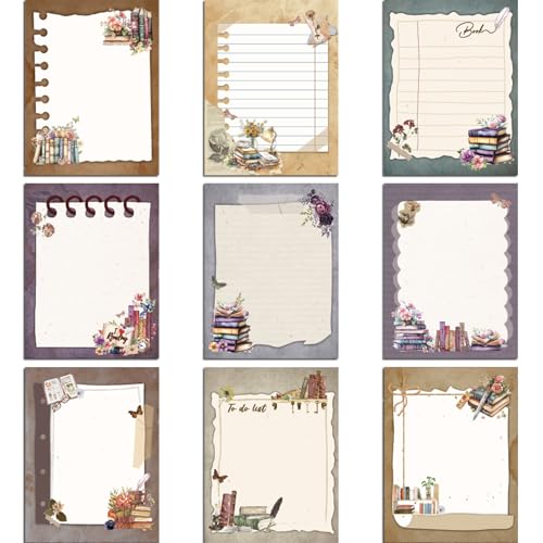 INCOK Book Review Sticky Notes - 9 PCS Aesthetic Book Post it Notes Flower to Do List Memo Vintage Notepads School Supplies Birthday Festival Gift for Women Students Teacher Bookish - Image 1