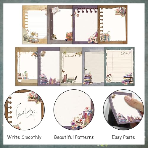 INCOK Book Review Sticky Notes - 9 PCS Aesthetic Book Post it Notes Flower to Do List Memo Vintage Notepads School Supplies Birthday Festival Gift for Women Students Teacher Bookish - Image 3