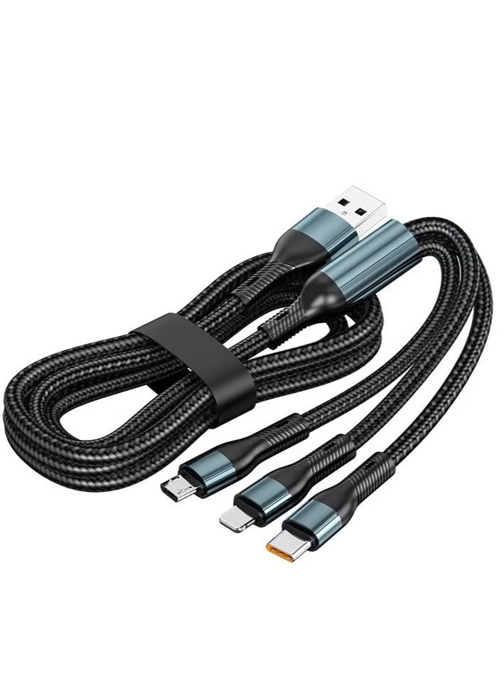 3-in-1 USB Fast Charging Cable - 120W Power Super Fast Charger Cords Universal Phone Charger, Multiple Charger Wire for Cellphone, Tablets and More - Image 1