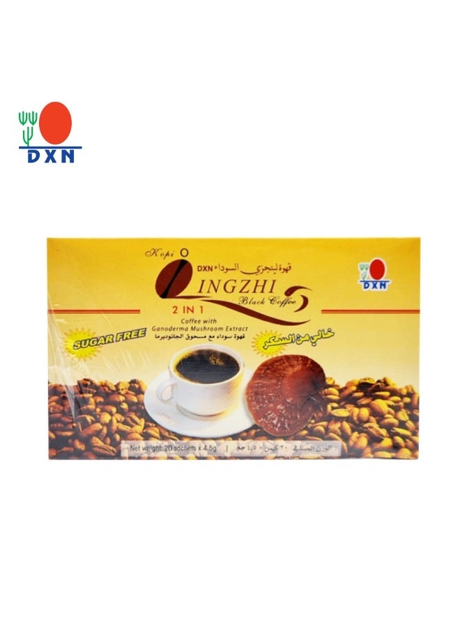 دي اكس ان قهوة لينجزي السوداء 2 في 2 مع خلاصة الجانوديرما - 4.5 غرام × 20 كيسًا - Image 1
