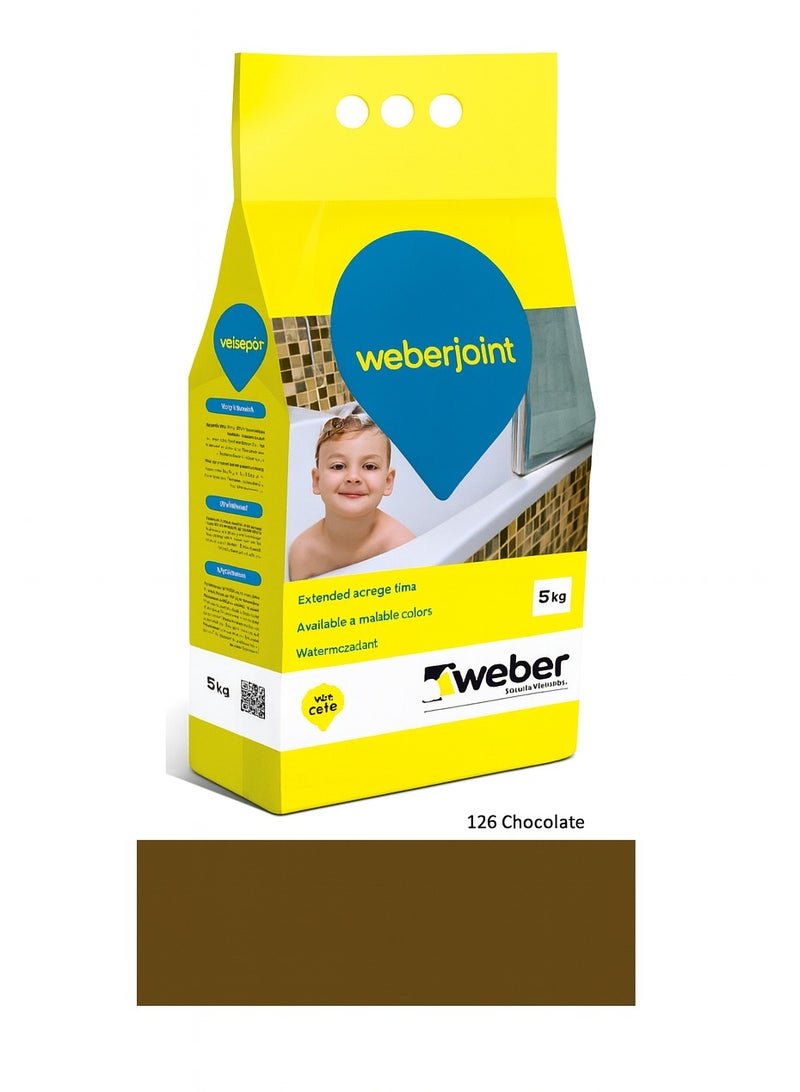 Weber Tile Grout 5kg(Chocolate)Cement Based Pre Mixed Tile Joint Grout, Easy to Apply for Wall & Floor Tiles - Image 1