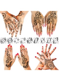 9 Sheets Henna tattoo stickers Kit , Indian Waterproof temporary hand tattoo stickers, Lasting for Beach, Festivals, & Parties