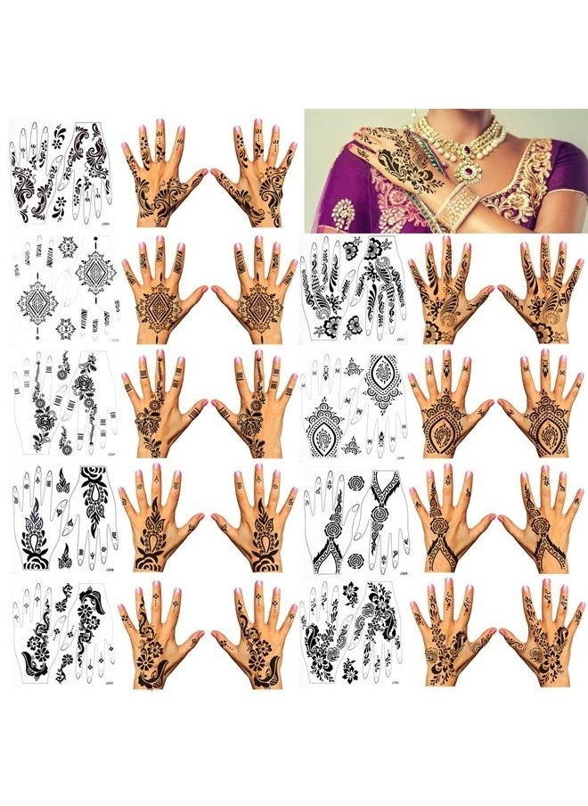 Mzstgh - 9 Sheets Henna tattoo stickers Kit , Indian Waterproof temporary hand tattoo stickers, Lasting for Beach, Festivals, & Parties - Image 1