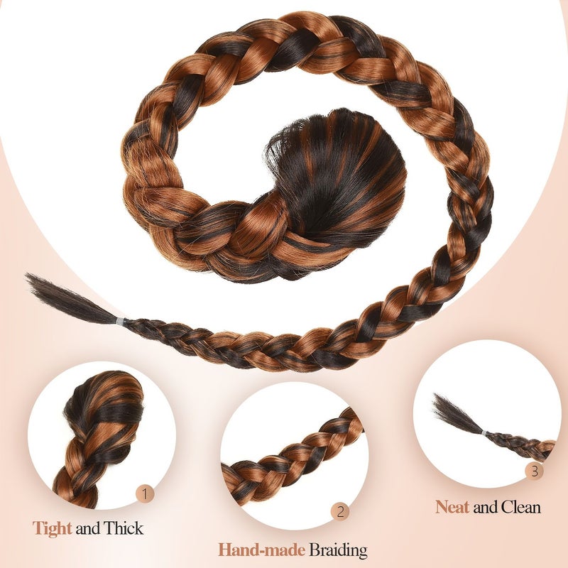 34 Inch Braided Ponytail Hair Extensions Mix Linen Drawstring Design For Women Faux Look - Image 5