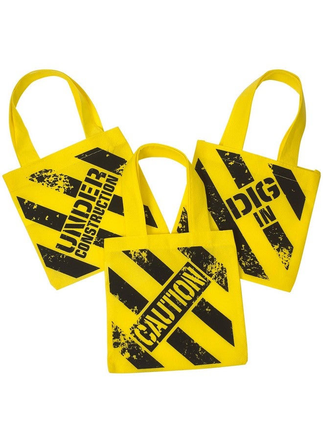 Bedwina Bedwina construction themed party supplies Supplies - (24 Pack) construction party favors Hat & Mini Tote Bag Supplies - (12) Yellow construction hats for kids & (12) Construction Goodie Bags  - Image 2