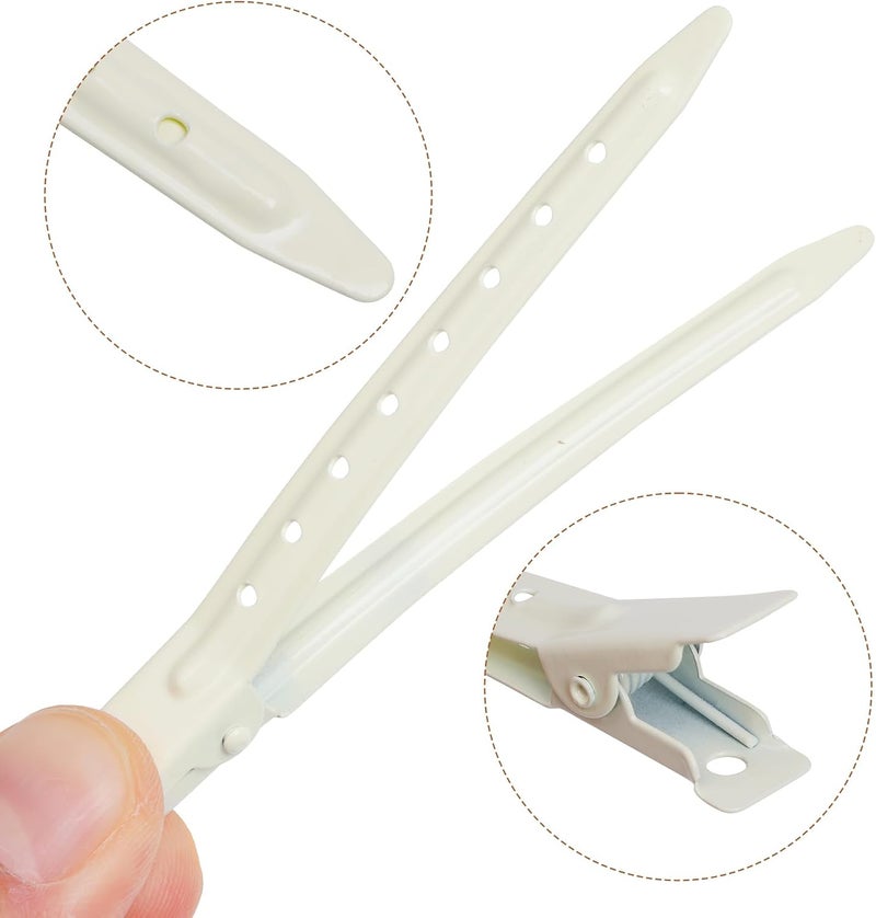 Bantoye 24 Packs Duck Bill Clips, 3.35 Inches Rustproof Metal Alligator Curl Clips with Holes for Hair Styling, Hair Coloring, White - Image 3