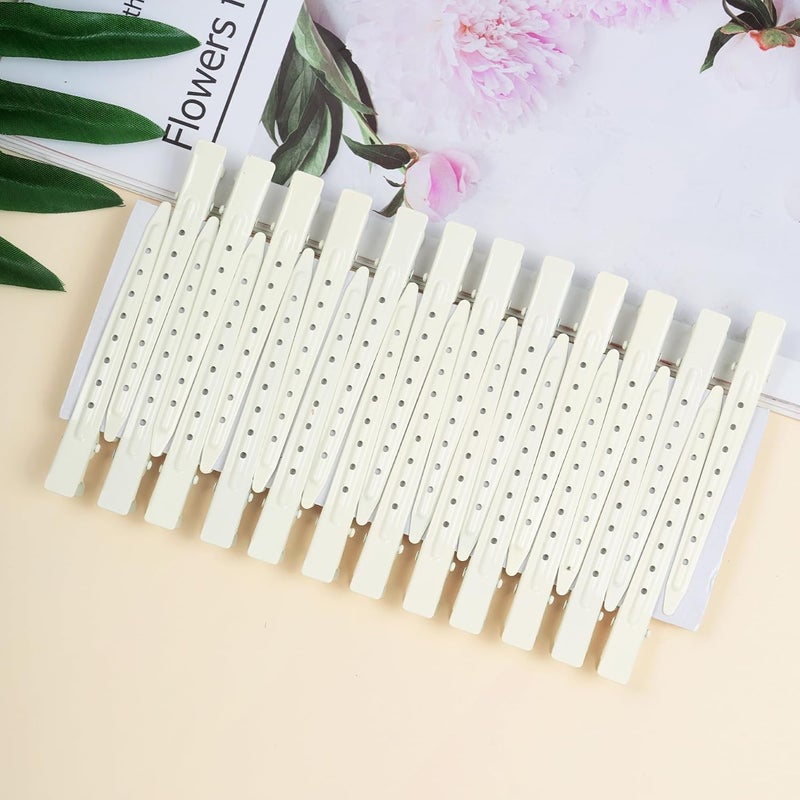 Bantoye 24 Packs Duck Bill Clips, 3.35 Inches Rustproof Metal Alligator Curl Clips with Holes for Hair Styling, Hair Coloring, White - Image 4