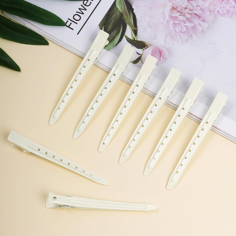 Bantoye 24 Packs Duck Bill Clips, 3.35 Inches Rustproof Metal Alligator Curl Clips with Holes for Hair Styling, Hair Coloring, White - Image 5