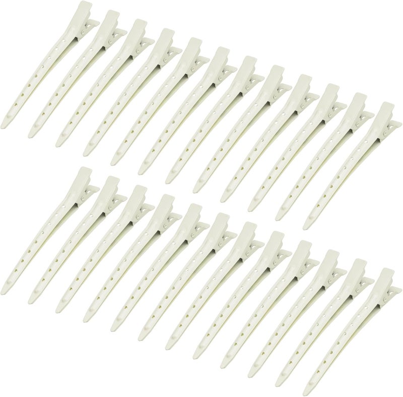 Bantoye 24 Packs Duck Bill Clips, 3.35 Inches Rustproof Metal Alligator Curl Clips with Holes for Hair Styling, Hair Coloring, White - Image 1