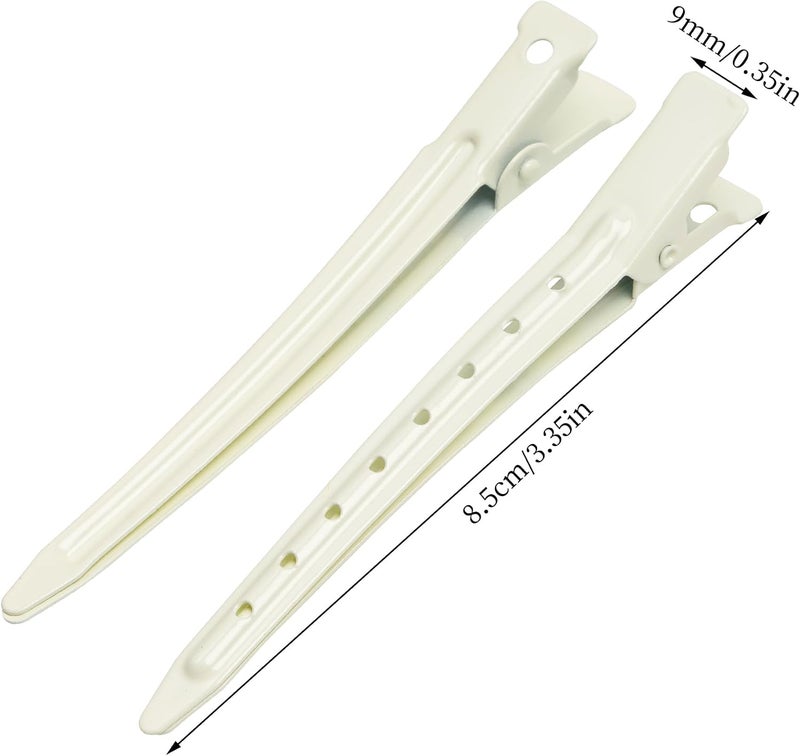 Bantoye 24 Packs Duck Bill Clips, 3.35 Inches Rustproof Metal Alligator Curl Clips with Holes for Hair Styling, Hair Coloring, White - Image 2