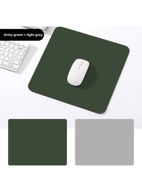 Jin Hanqi Computer Peripheral Products Double-sided Leather Mouse Pad Small Pad Thickened Male And Female Mouse Pad Solid Color-Color:Size: 21x25cm-Pattern:Double-sided Double Color = Army Green + Light Gray
