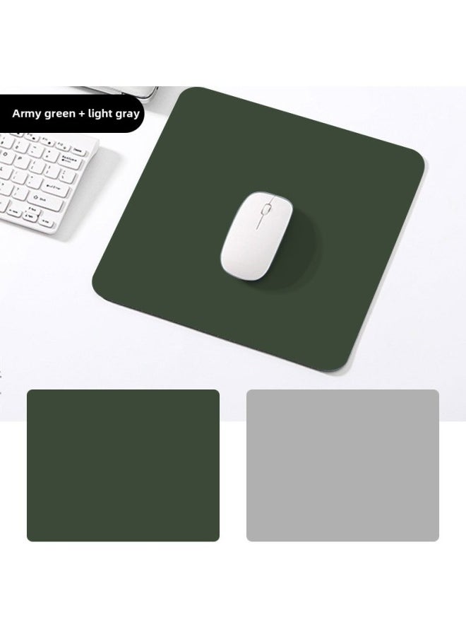 Generic - Jin Hanqi Computer Peripheral Products Double-sided Leather Mouse Pad Small Pad Thickened Male And Female Mouse Pad Solid Color-Color:Size: 21x25cm-Pattern:Double-sided Double Color = Army Green + Light Gray - Image 1