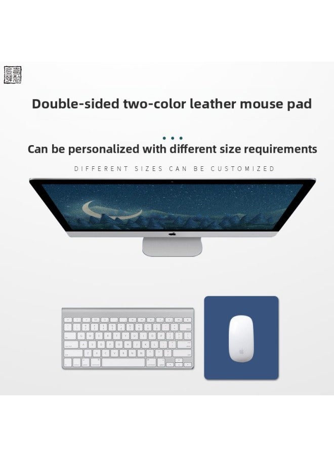 Generic - Jin Hanqi Computer Peripheral Products Double-sided Leather Mouse Pad Small Pad Thickened Male And Female Mouse Pad Solid Color-Color:Size: 21x25cm-Pattern:Double-sided Double Color = Army Green + Light Gray - Image 1