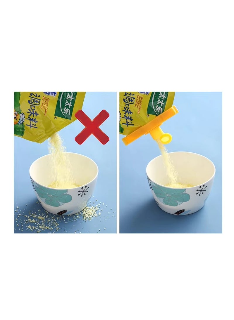 زيش Zish FreshSeal - مشابك إغلاق الطعام مع فوهة (عبوة من 5 قطع) مشابك أكياس للطعام، مشابك إغلاق تخزين الطعام مع فوهات صب، مشابك أكياس إغلاق الطعام، مشبك إغلاق الرطوبة في الأكياس، لتخزين الطعام وتنظيمه في المطبخ، أداة حفظ الطعام (عبوة من 5 قطع)  - Image 4