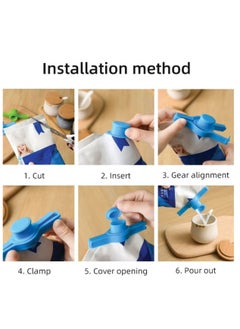 ZISH Zish FreshSeal - Food Sealing Clips with Nozzle (Pack of 5) Bag Clips for Food, Food Storage Sealing Clips with Pour Spouts, Food Sealing Bag Clips, Bag Moisture Sealing Clamp, for Kitchen Food Storage and Organization, Food Preservation Tool ( Pack of 5 )  - Image 5