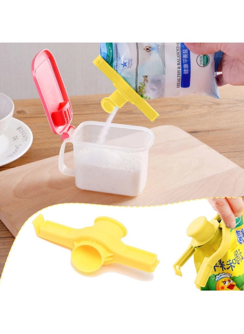 زيش Zish FreshSeal - مشابك إغلاق الطعام مع فوهة (عبوة من 5 قطع) مشابك أكياس للطعام، مشابك إغلاق تخزين الطعام مع فوهات صب، مشابك أكياس إغلاق الطعام، مشبك إغلاق الرطوبة في الأكياس، لتخزين الطعام وتنظيمه في المطبخ، أداة حفظ الطعام (عبوة من 5 قطع)  - Image 1