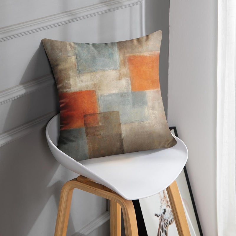 Britimes Throw Pillow Covers Modern Home Art Decor, 18 x 18 Inches Set of 2 Pillow Cases Decorative, Abstract Oil Painting Pillowcases for Bedroom, Living Room, Cushion Couch Sofa, Grey Burnt Orange - Image 2