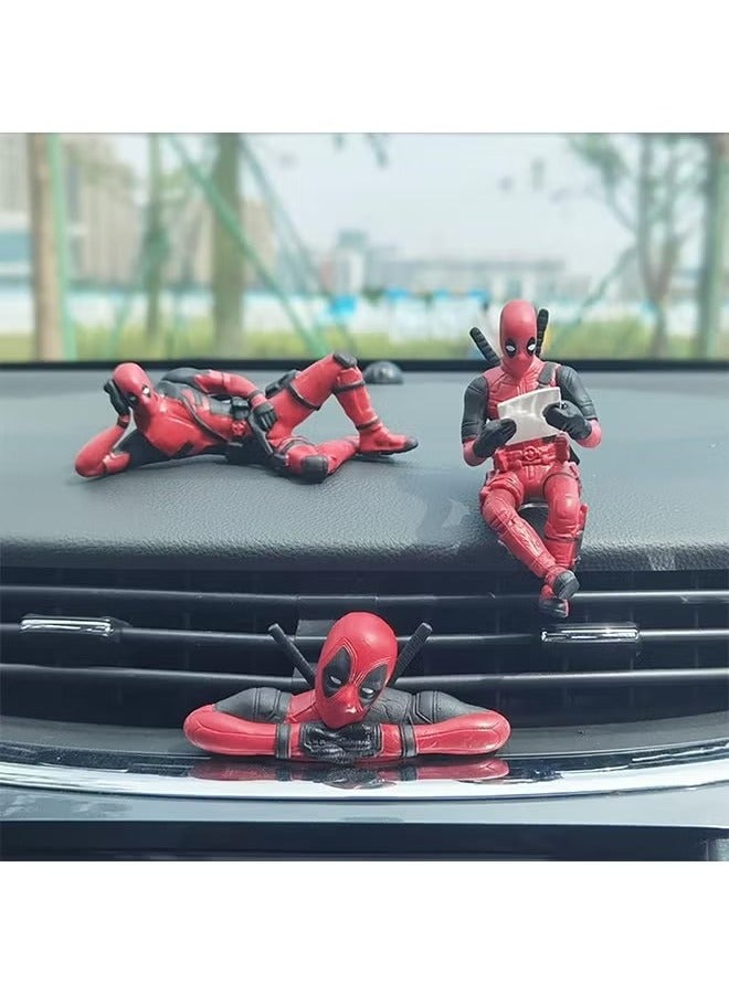 3Pcs Funny Anime Car Pendant, Reading Deadpool Ornaments, Auto Rearview Mirror Decoration Car Accessories, Gifts, Car Interior Decor - Image 2