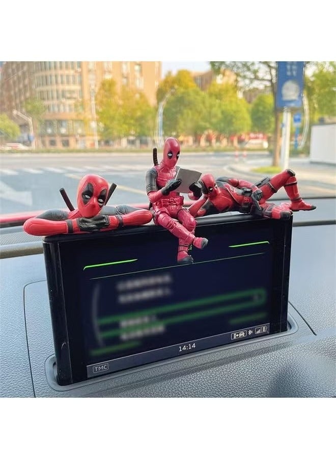 3Pcs Funny Anime Car Pendant, Reading Deadpool Ornaments, Auto Rearview Mirror Decoration Car Accessories, Gifts, Car Interior Decor - Image 3