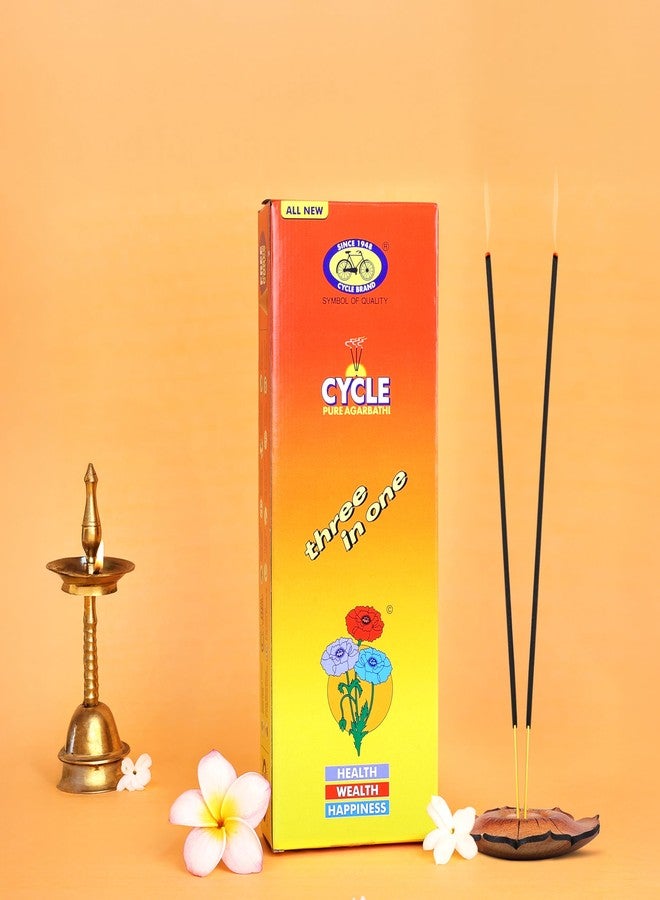 Cycle Pure Three in One Agarbathi Premium Scented Incense Sticks for Health, Wealth & Happiness 250 GM - Image 1