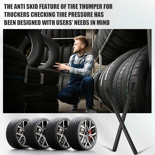 DaisyInner 2 Pcs 21 Inch Black Tire Thumper for Trucker Safety Stick Fish Bat Knocker for Checking Tire Pressure - Image 3
