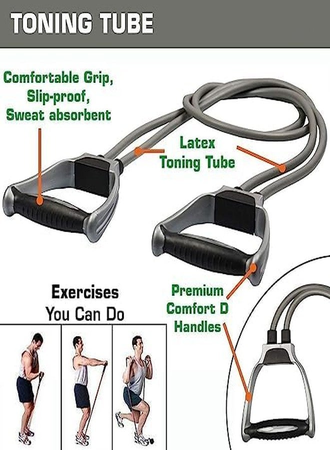 ODIN Double Toning Resistance Tube Pull Rope - Heavy-Duty Elastic Rubber Exercise Band with D-Shaped Handles & Workout Chart - Ideal for Stretching, Home Gym, and Strength Training - Image 4