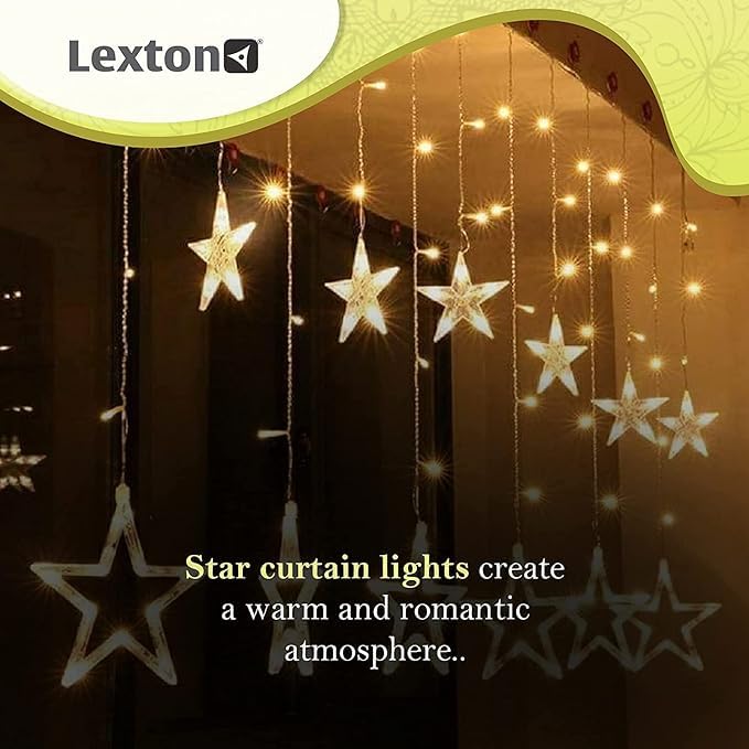 Lexton Combo of Star Curtain Light 6 Big Star 6 Small Star Light with 8 Flashing Modes | 36 Feet LED Decorative String Light | 4 Piece 20 LED Wine Bottle Cork Lights - Image 3