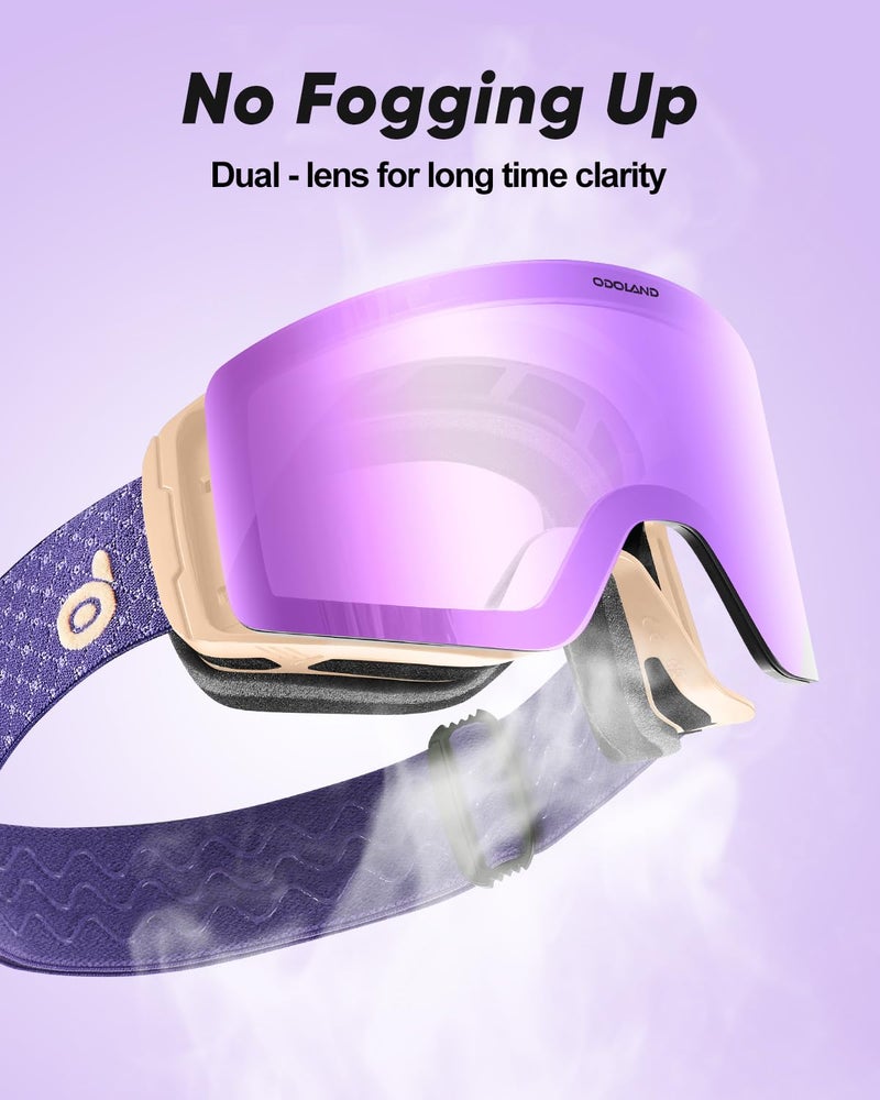 Odoland Photochromic Ski Goggles for Men Women Adult, Snow Snowboard Goggles with Pattern Strap for All Day Skiing Sports - Image 5