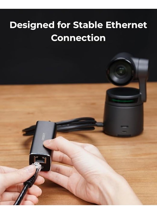 OBSBOT USB-C to Ethernet Adapter, 10 100 Mbps, Power Over Ethernet (PoE) Support, Dual Ethernet and USB-C Interface, Compatible Tail Air, PC, etc. - Image 3