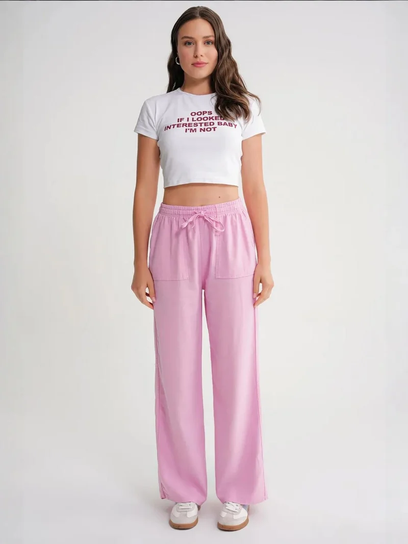 MixRay Mixray Elastic Waist Straight Leg Pants