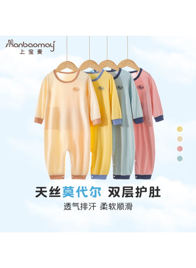 SHANBAOMAY Shangbaomaichunxia Children's Long-sleeve Pajamas, Lenzing Modal Thin Fabric, Boys And Girls Loungewear, Light Bean Green, Size 150 - Image 2