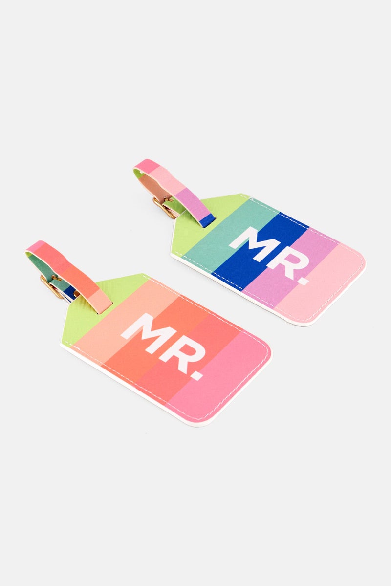 Miamica 2 Piece Colorblock Luggage Tag, Pink Combo - Image 3