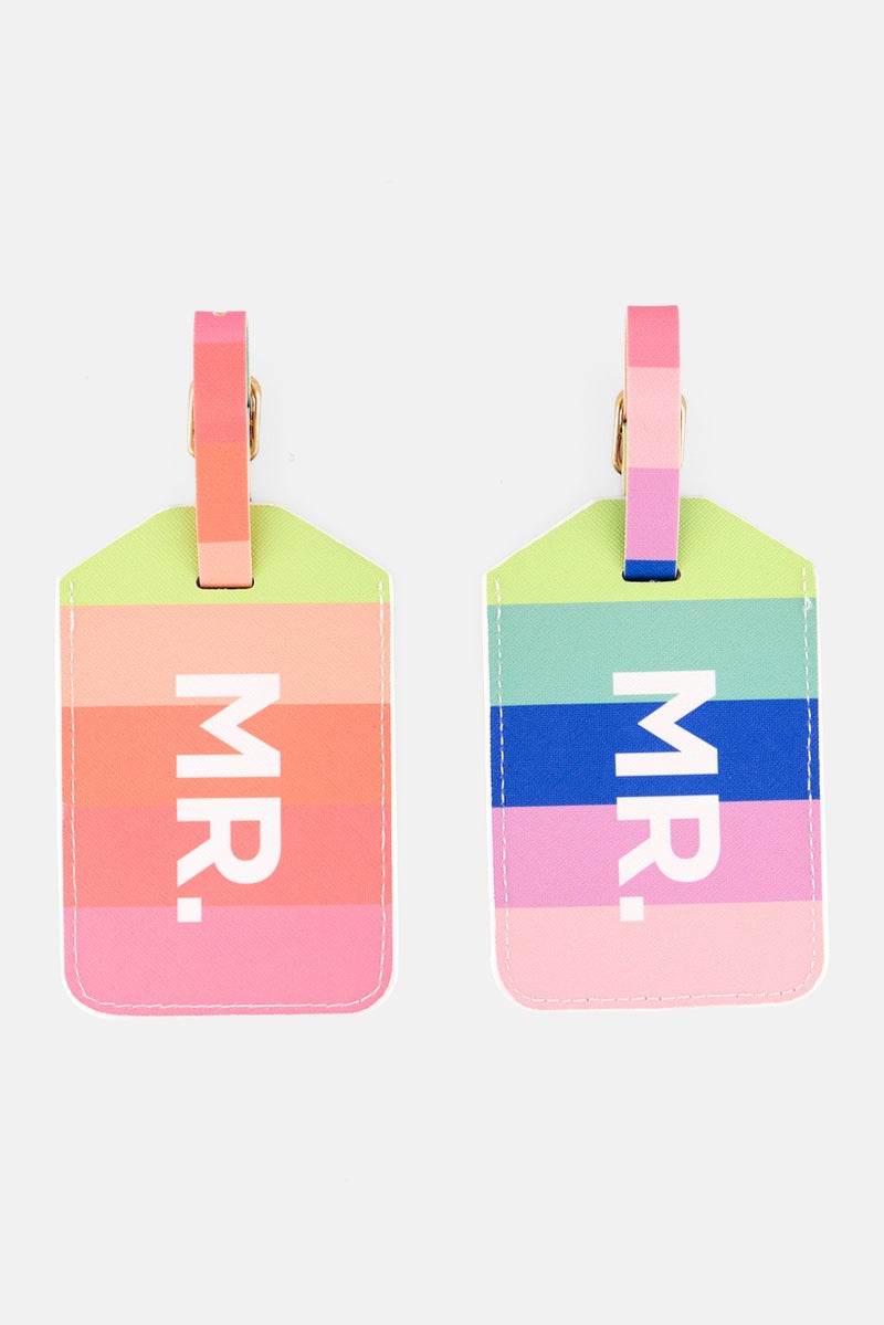 Miamica 2 Piece Colorblock Luggage Tag, Pink Combo - Image 2