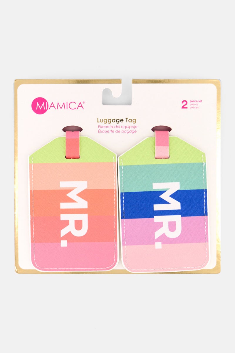 Miamica 2 Piece Colorblock Luggage Tag, Pink Combo - Image 1