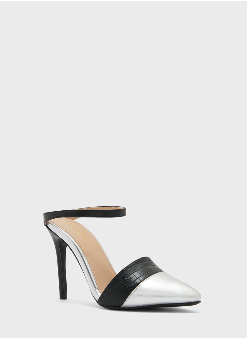 Khizana - Croc Effect Slip On Pointed Pump - Image 1