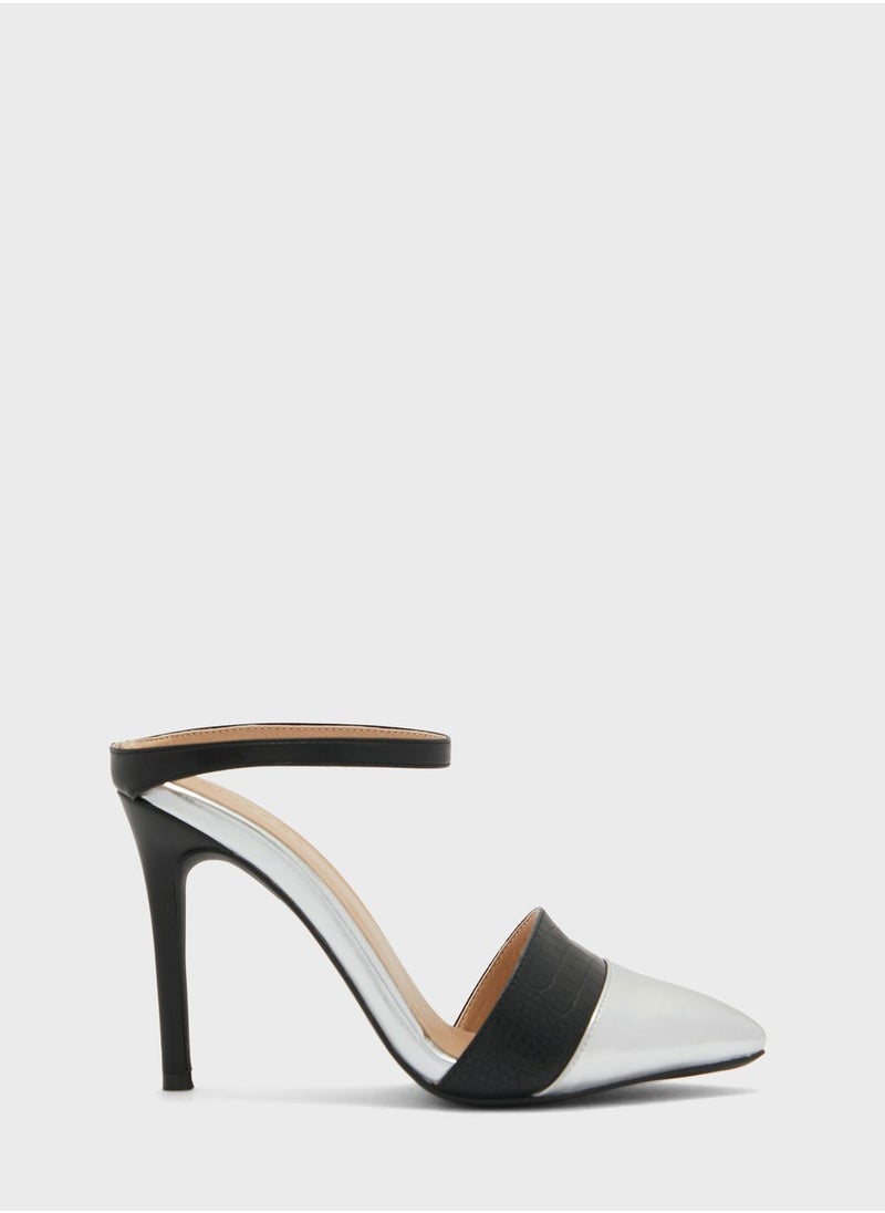 Khizana - Croc Effect Slip On Pointed Pump - Image 1