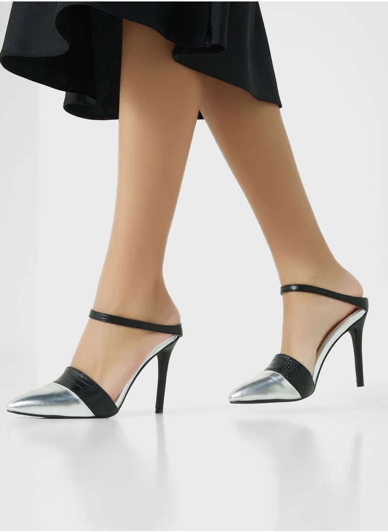 خزانة Croc Effect Slip On Pointed Pump