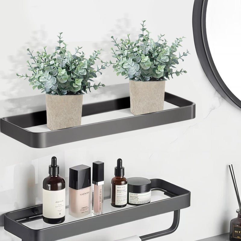 MIXROSE 2 Pack Fake Plants Eucalyptus Small Potted Artificial Plants Indoor Greenery for Shelf Desk Home Bathroom Modern Farmhouse Living Room Coffee Table Decor - Image 2