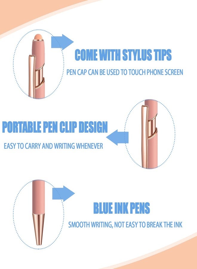 Lmisraely 24 Pcs Blue Ink Ballpoint Pen with Stylus Tip 2 in 1 Ballpoint Pen 1.0 mm Blue Ink Metal Stylus Pen for Touch Screens Coworkers, Family, Colleagues, Office (Pink Rose Gold) - Image 3