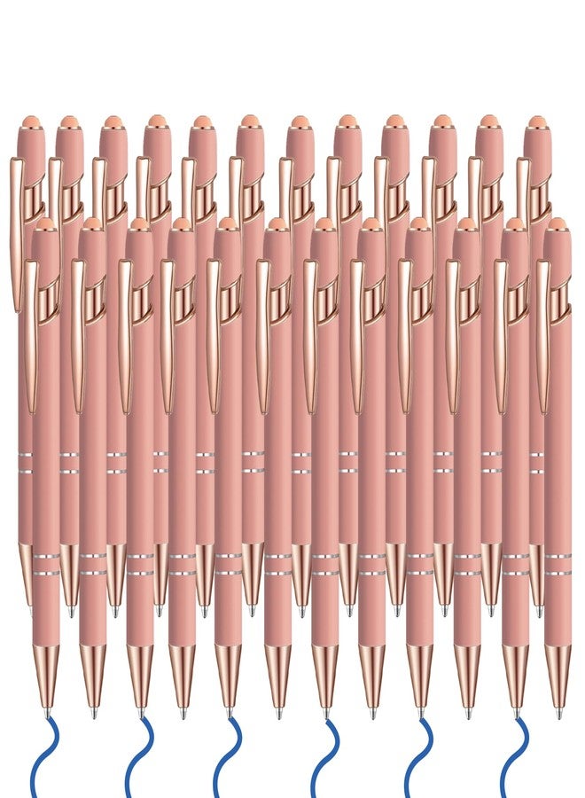 Lmisraely 24 Pcs Blue Ink Ballpoint Pen with Stylus Tip 2 in 1 Ballpoint Pen 1.0 mm Blue Ink Metal Stylus Pen for Touch Screens Coworkers, Family, Colleagues, Office (Pink Rose Gold) - Image 1