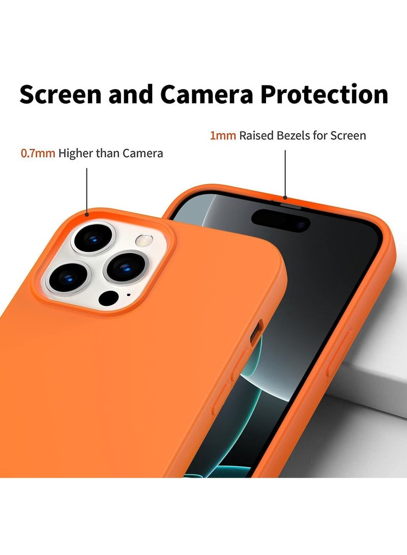 new Premium Soft Liquid Silicone Case for iPhone 16 Pro – Silky and Soft Touch Series Full-Body Protective Bumper (Golden Orange) - Image 3