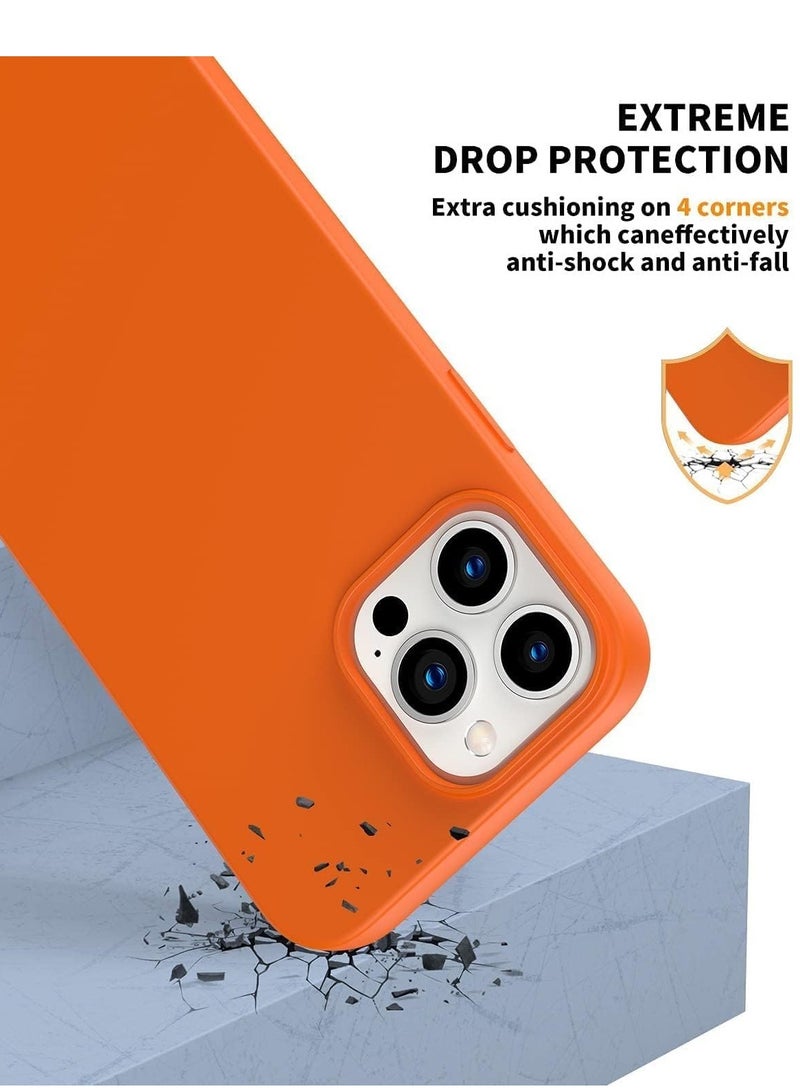 new Premium Soft Liquid Silicone Case for iPhone 16 Pro – Silky and Soft Touch Series Full-Body Protective Bumper (Golden Orange) - Image 5